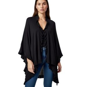 REITMANS One Size Ruffled Asymmetrical Open Front Sweater